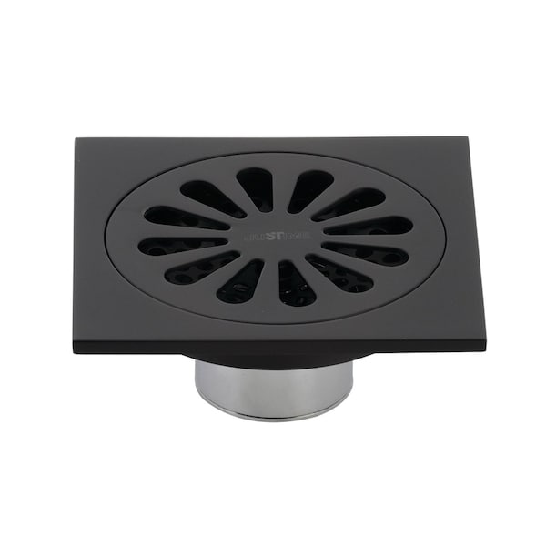 BSF4161MB Watercourse Sunburst 4" Square Grid Shower Drain, Matte Black